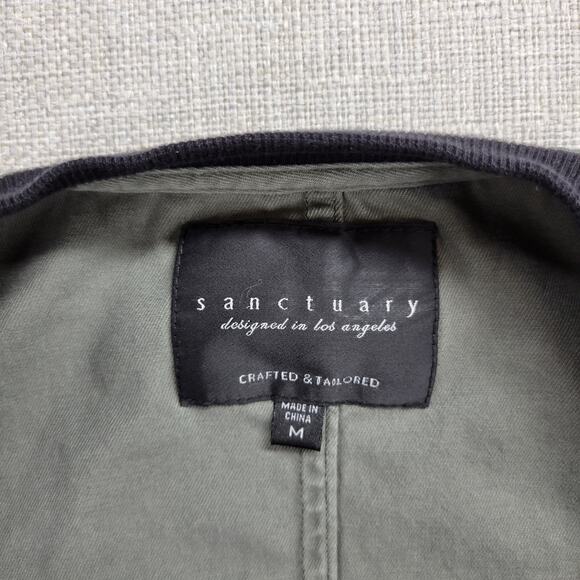 Sanctuary Womens Jacket Size M Olive Green Zip Up Military Twill Bomber Crop - Picture 6 of 13